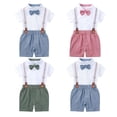 thumbnail image 1 of Esaier Boys 2Pcs Clothes Gentleman Outfits Summer Suits for Baby Toddler,Baby Short Sleeve Cotton Bodysuit Shirts Top + Suspender Shorts Set Unisex Newborn Clothing Set,Size 1M-3Years, 1 of 7