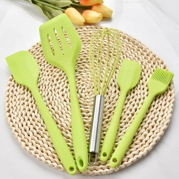 Esaier Mini Spatula Cooking Brush 5PCS Cooking Silicone Utensils High Temperature Green