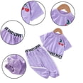 thumbnail image 1 of Esaier Toddler Kids Girls Summer Short Sleeve Clothes 2Pcs Set 1-10Years Pullover T-Shirt + Trousers Sweatpants Outfit Set, 1 of 8