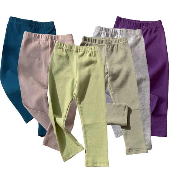 Esaierr 0-10T Toddler Kids Girls Stretch Leggings Versatile Slim Long Pants Bottoms Solid Color Cotton Trousers