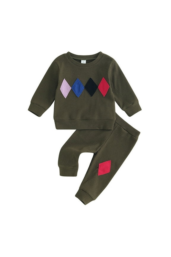 0-24 Months Boys Girls Sweatsuit Sweatpants for Newborn Baby,Long Sleeve Sweatshirt Tracksuits 2 Piece,Spring Fall Pullover Geometry Clothes Set