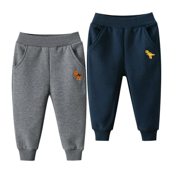 Esaierr 1-10 Years Boys Girls Padded Sweatpants for Kids Baby,Fall Winter with Pockets Pants,Jogger Sweat Pants Fleece Dinosaur Trousers