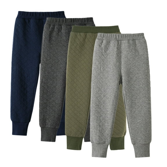 Esaierr 1-10T Toddler Kids Boys Solid Color Casual Leggings Fall Winter Cotton Drawstring Sweat Pants Air Layer Jogger Trousers Outer Wearable Bottoming