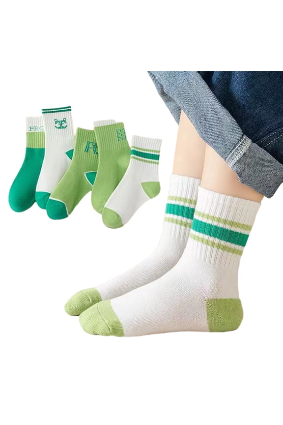 1-12 Years 5 Pairs Boys Girls Dinosaur Socks Set for Toddler Kids, Fall Thick Cartoon Students Mid-Calf Socks Baby Cotton Socks