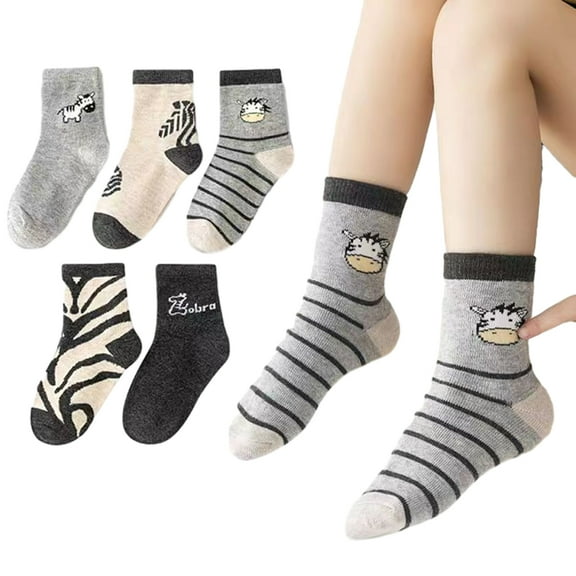 Esaierr 1-12 Years 5 Pairs Boys Socks for Kids Baby,Mid Calf Half Cushioned Socks,Soft Cotton Crew Socks