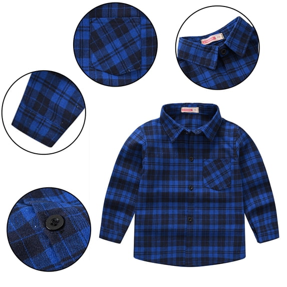 Esaierr 1-12 Years Boys Girls Plaid Shirt Tops for Kids Toddler,Spring Fall Button Plaid Pattern Shirt,Baby Long Sleeved Shirts Tops