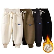 ESAIERR 1-12Y Unisex Boys Girls Winter Fleece Lined Sweatpants Jogger for Kids Toddler Fall Winter Thickened Sweat Trousers Bottoms Padded Jogger Pants