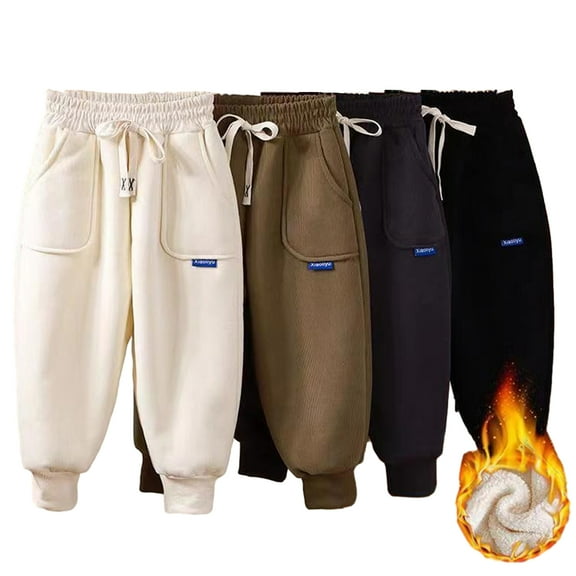 Esaierr 1-12Y Unisex Boys Girls Winter Fleece Lined Sweatpants Jogger for Kids Toddler Fall Winter Thickened Sweat Trousers Bottoms Padded Jogger Pants