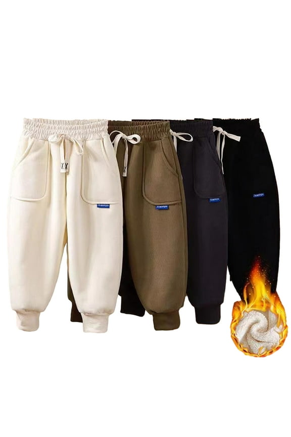 1-12Y Unisex Boys Girls Winter Fleece Lined Sweatpants Jogger for Kids Toddler Fall Winter Thickened Sweat Trousers Bottoms Padded Jogger Pants