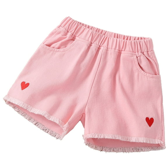 Esaierr 1-16T Girls Denim Shorts Toddler Fashion Embroidery Shorts Pants with Pockets Summer Jeans Shorts for Teen Kids