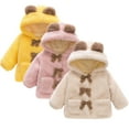 thumbnail image 1 of Esaierr 1-4 Years Girls Fleece Jacket for Baby Toddler,Warm Wool Plush Thick Cotton Tops,Hooded Bowknot Outwears Coats Jacket, 1 of 7