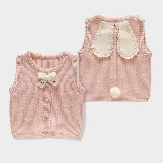 Esaierr 1-5 Years Girls Cute Sweaters Vest for Baby Kids,Fall Sleeveless Jacket,Button down Knit Waistcoat