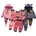 thumbnail image 1 of Esaierr 1-5Y Baby Toddle Winter Clothing Set Clothing Cartoon Padded Bear Three-Piece Boys Girls Fall Winter Tracksuits Set, 1 of 9