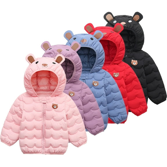 Esaierr 1-5Y Boys Girls Winter Warm down Cotton Coats for Kids Baby Thickened Puffer Coats Ears Hooded Cotton Outerwear