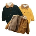 thumbnail image 1 of Esaierr 1-6 Years Baby Kids Winter Corduroy Jacket for Boys Girls Lapel Button Warm Coats Fleece Outerwear Toddler Thicked Tops, 1 of 9