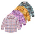 thumbnail image 1 of Esaierr 1-6 Years Boys Girls Plaid Shirt Tops for Kids Toddler,Long Sleeve Button Shirt Clothing,Baby Spring Fall Cotton Shirt Tops, 1 of 9
