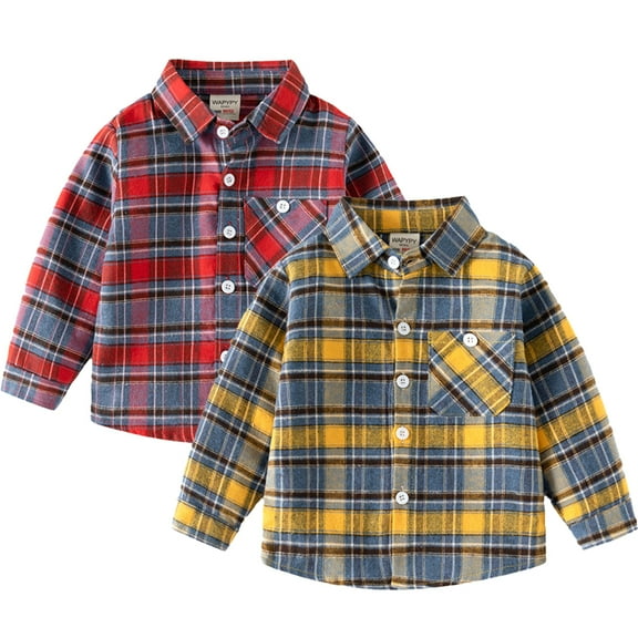 Esaierr 1-6Y Toddler Boys Girls Long Sleeve Plaid Shirt Coats for Kids Fall Winter Casual Shirt Tops Cardigan Jacket