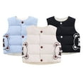 thumbnail image 1 of Esaierr 1-7 Y Toddler Baby Winter Cute High Neck Vest for Kids Girls Boys Vest Outerwear Winter Down Vest Cute Button Sleeveless Down Jacket, 1 of 5