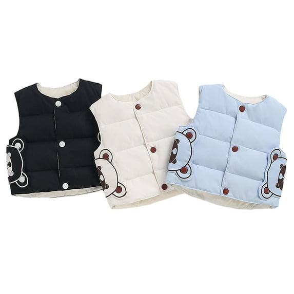 Esaierr 1-7 Y Toddler Baby Winter Cute High Neck Vest for Kids Girls Boys Vest Outerwear Winter Down Vest Cute Button Sleeveless Down Jacket