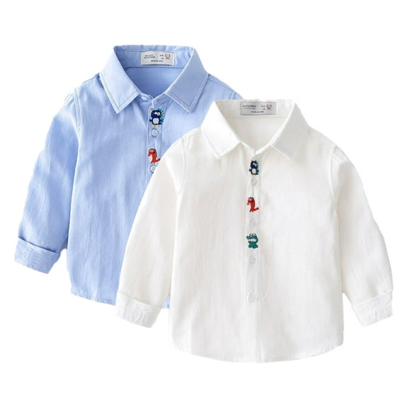 Esaierr 1-7T Toddler Boys Long Sleeved Shirt for Kids Cartoon Dinosaur Shirts Baby Coats Spring Fall Button Cardigan Tops