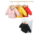 thumbnail image 1 of Esaierr 1-7Y Baby Kids Hooded Winter Cotton Coats Boys Girls Solid Color Puffer Down Cotton Jacket with Pockets Windproof Outerwear Fleece Thickened Cotton Jacket, 1 of 8