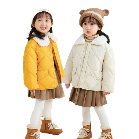 Esaierr 1-7Y Boys Girls Solid Color Winter Cotton Coats,Toddler Winter Coats,Kids Short Warm Cotton Jacket,Button Jacket Cotton Jacket,Warm Cotton Coats