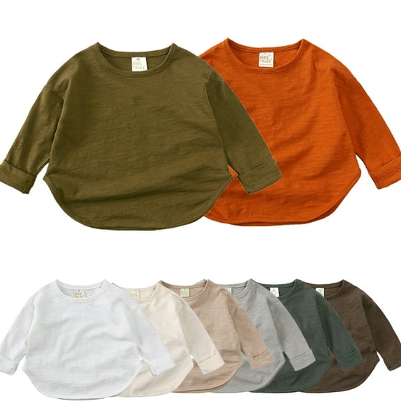 Esaierr 1-7Y Kids Boys Girls Pullover T-Shirt Baby T-Shirt for Newborn Toddler T-Shirt Long Sleeve Autumn Crewneck Tops T-Shirt Sweatshirt