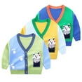 thumbnail image 1 of Esaierr 1-7Y Kids Toddler Boys Girls Knitted Coats Baby V-Neck Cotton Knit Sweater Casual Outerwear Basic Long Sleeve Cartoon Knit Cardigan Sweater, 1 of 7