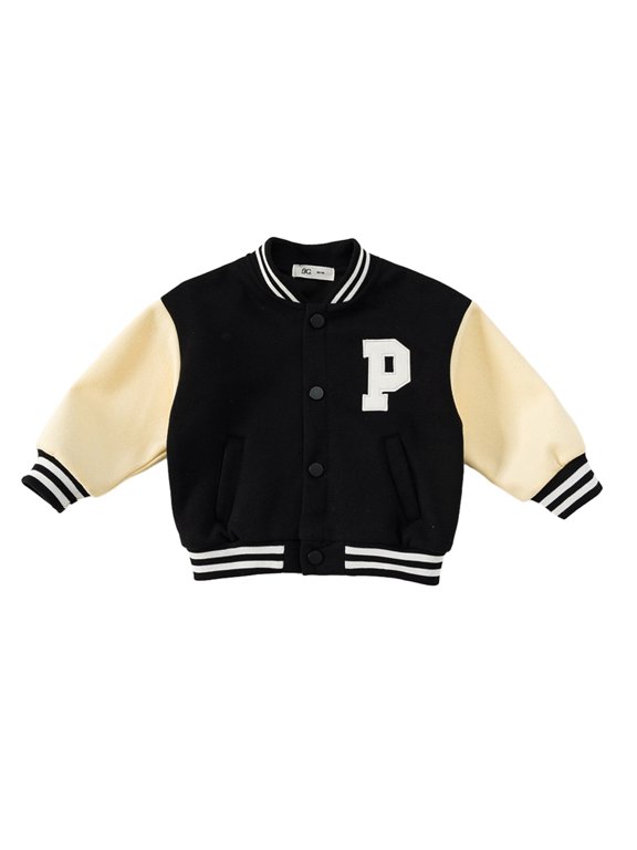 1-8 Years Boys Girls Baseball Jacket for Kids Baby,Spring Fall Blocking Letters Baseball Coats,Varsity Style School Jackets Outerwear