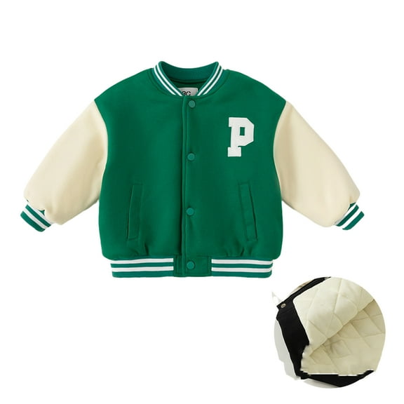 Esaierr 1-8 Years Boys Girls Baseball Jackets for Kids Toddler,Varsity Jacket Color Blocking Letters Cardigan Jackets,Fall Winter Coats Lightweight School Baseball Outerwear