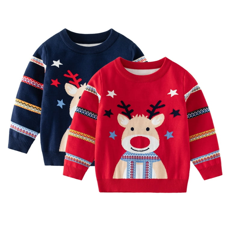 Esaierr 1 8 Years Old Boy Christmas Pullover Sweater Kids Skin Friendly Knit Sweater Baby Elk Xmas Jumper Tops Toddler Long Sleeve Snowy Knitwear for