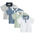 thumbnail image 1 of Esaierr 1-8T Boys Soft Cotton T Shirt for Kids Baby Summer Short Sleeve Tees Shirts Toddler Solid Colours Casual Lapel Tops for Boys, 1 of 8