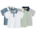 thumbnail image 1 of Esaierr 1-8T Boys Soft Cotton T Shirt for Kids Baby Summer Short Sleeve Tees Shirts Toddler Solid Colours Casual Lapel Tops for Boys, 1 of 8