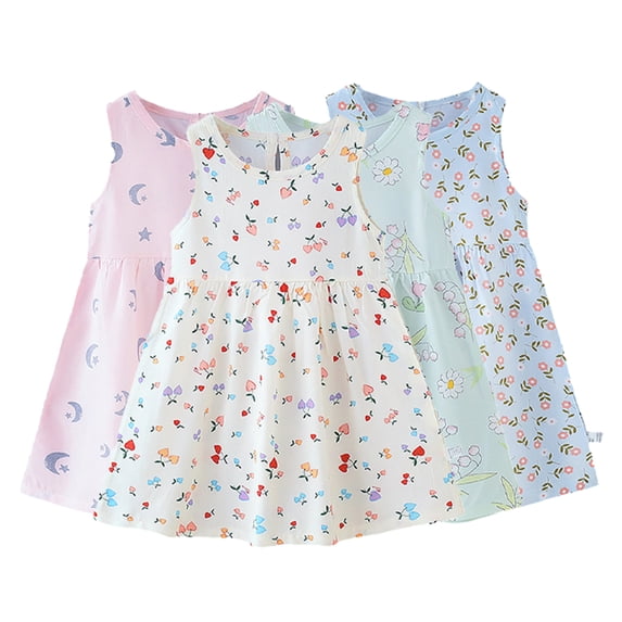 Esaierr 1-8T Girls Sleeveless Princess Dresses for Kids Baby Summer Vest Dress Beach Holiday Floral Sundress