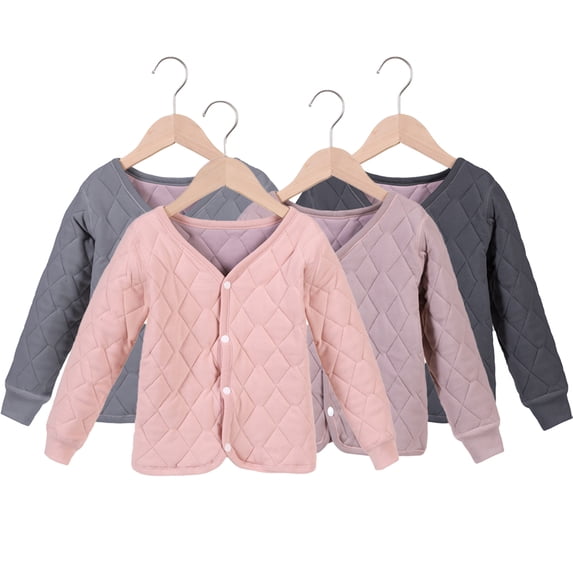 Esaierr 1-9T Kids Boys Girls Fall Winter Warm Cotton Jacket Toddler Inner Liner Padded Cotton Coats Student School Uniform Thickened Tops Solid Color Short Outerwear