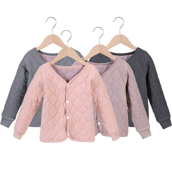 Esaierr 1-9T Kids Boys Girls Fall Winter Warm Cotton Jacket Toddler Inner Liner Padded Cotton Coats Student School Uniform Thickened Tops Solid Color Short Outerwear