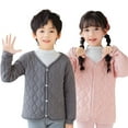thumbnail image 1 of Esaierr 1-9T Kids Toddler Winter Inner Liner Padded Cotton Coats Tops Boys Girls Solid Color Warm Cotton Jacket V-Neck Buttons Snowsuit Outerwear, 1 of 9