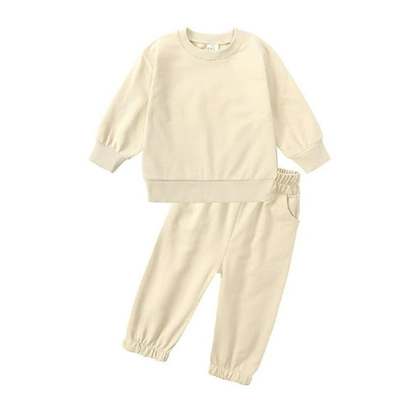 Esaierr 12M-13Y Kids Toddlerr Sweatsuit 2Pcs Outfit Spring Autumn Jogging Tracksuit Long Sleeve Solid color Sweatshirt Set for Boys Girls