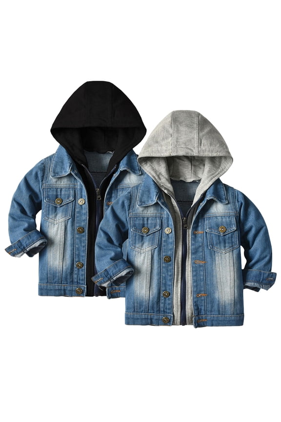 12M-6T Kids Baby Boys Girls Denim Trucker Jacket Fall Hoodies Jeans Coat Toddler Cowboy Outwear Casual Clothes