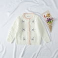 thumbnail image 1 of Esaierr 12M-6Y Baby Girls Cardigan Jacket,Toddler Girls Crew Neck Button Cardigan Sweater,Kids Spring Fall Hand-Embroidered Small Flowers Knit Top, 1 of 6