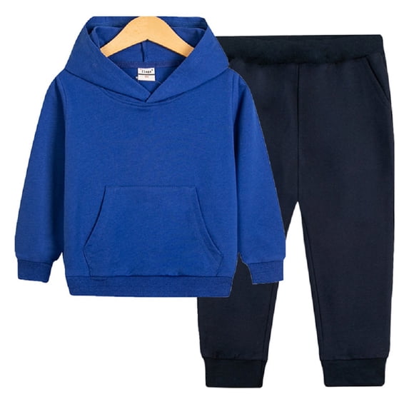 Chenyin 18M-8T Boys Girls Sweatsuits Outfits for Kids Toddler Solid Color Pullover Sweatsuit Hooded Tops+ Sweatpants Set Fall Winter Tracksuit Suit 2PCS