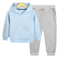 thumbnail image 1 of Esaierr 18M-8Y Toddler Kids Fall Hooded Sweatsuits Outfits Boys Girl Boy Windproof Cuffs Sweatsuits Suit Long Sleeve Tops and Long Pants Set Toddler Sweater Set 2PCS, 1 of 6