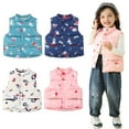 thumbnail image 1 of Esaierr 2-10 Years Boys Girls Sleeveless Jacket down Vest for Kids Baby,Fall Winter Printed Stand Collar Waistcoat Outerwear Coats with Pockets, 1 of 9