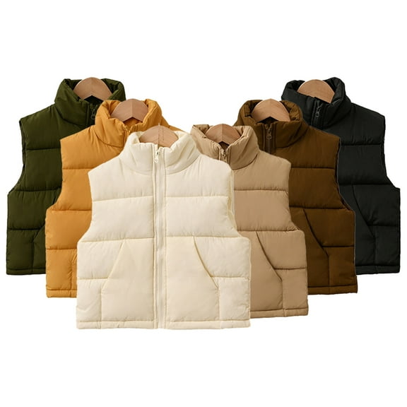 Esaierr 2-10 Years Old Boys Girls Winter Puffer Vest Outwear for Toddler Kids,Lightweight Sleeveless Jacket Zipper Waistcoat Thick Warm Cotton Vest Coats