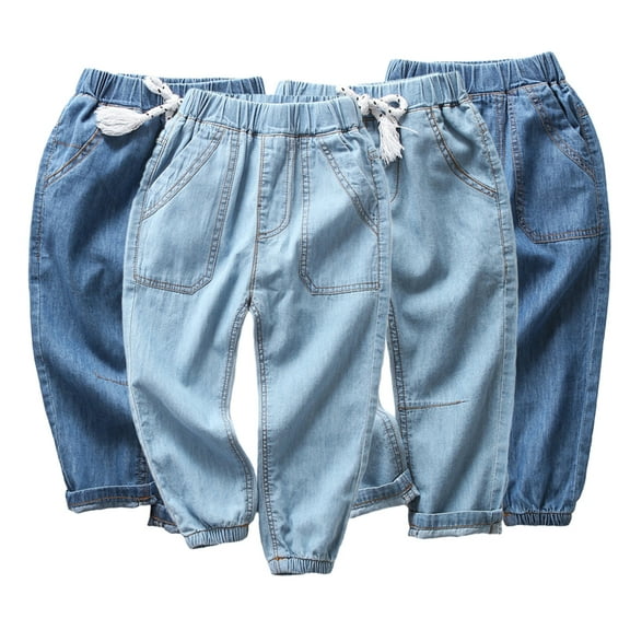 Esaierr 2-10T Little Boys Pants Jeans Denim Pants Kids Denim Trousers Jeans Denim Sweatpants with Pockets Mosquito Repellent Pants