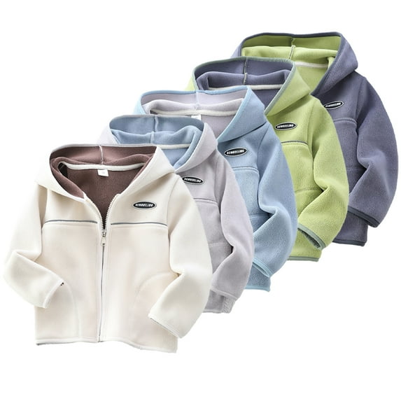Esaierr 2-10Y Boys Hooded Sweatshirt Coats for Toddler Kids Fleece Zipper Sweatsuit Jacket Children Sporty Loose Fit Sweatshirt Cardigan Outwear Tracksuit Tops
