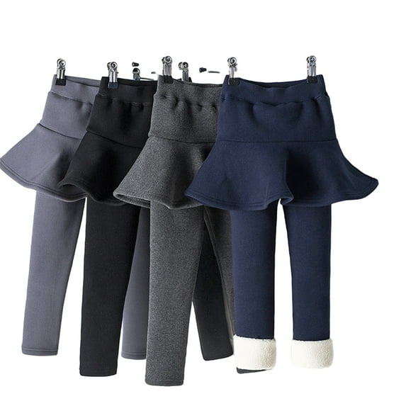 Esaierr 2-10Y Kids Baby Girls Winter Legging with Skirts Fleece Lined Thick Warm Pantskirt for Toddlers,Kids Cotton Tights Pants