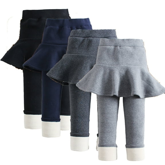 Esaierr 2-10Y Kids Baby Girls Winter Legging with Skirts Fleece Lined Thick Warm Pantskirt for Toddlers,Kids Cotton Tights Pants