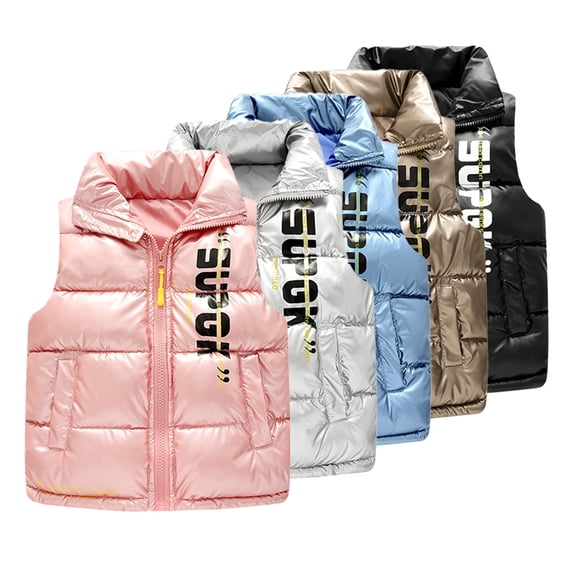Esaierr 2-10Y Kids Baby Down Jacket Vest for Toddler Boys Girls Thickened Stand-Up Collar Waistcoat Winter Warm Lightweight Sleeveless Jacket Coat Outerwear