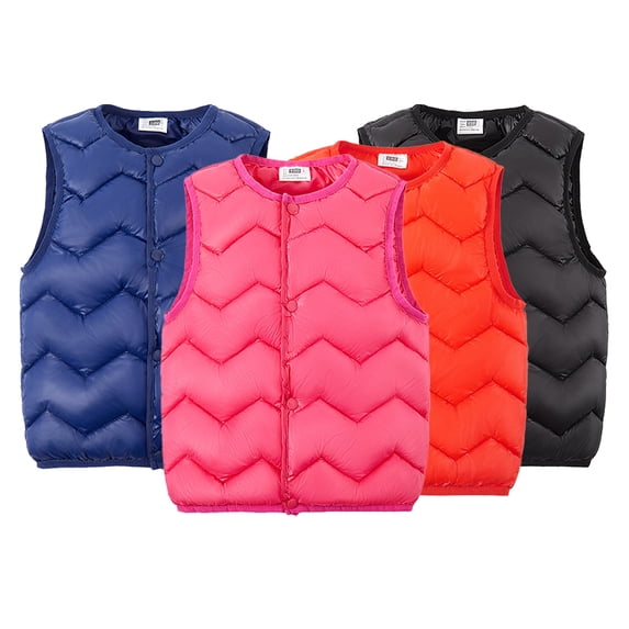 Esaierr Kids Baby Boys Girls Warm Vest Toddler 2-10Y with Pockets Puffer Sleeveless Jacket Solid Color Waistcoats Winter Tops